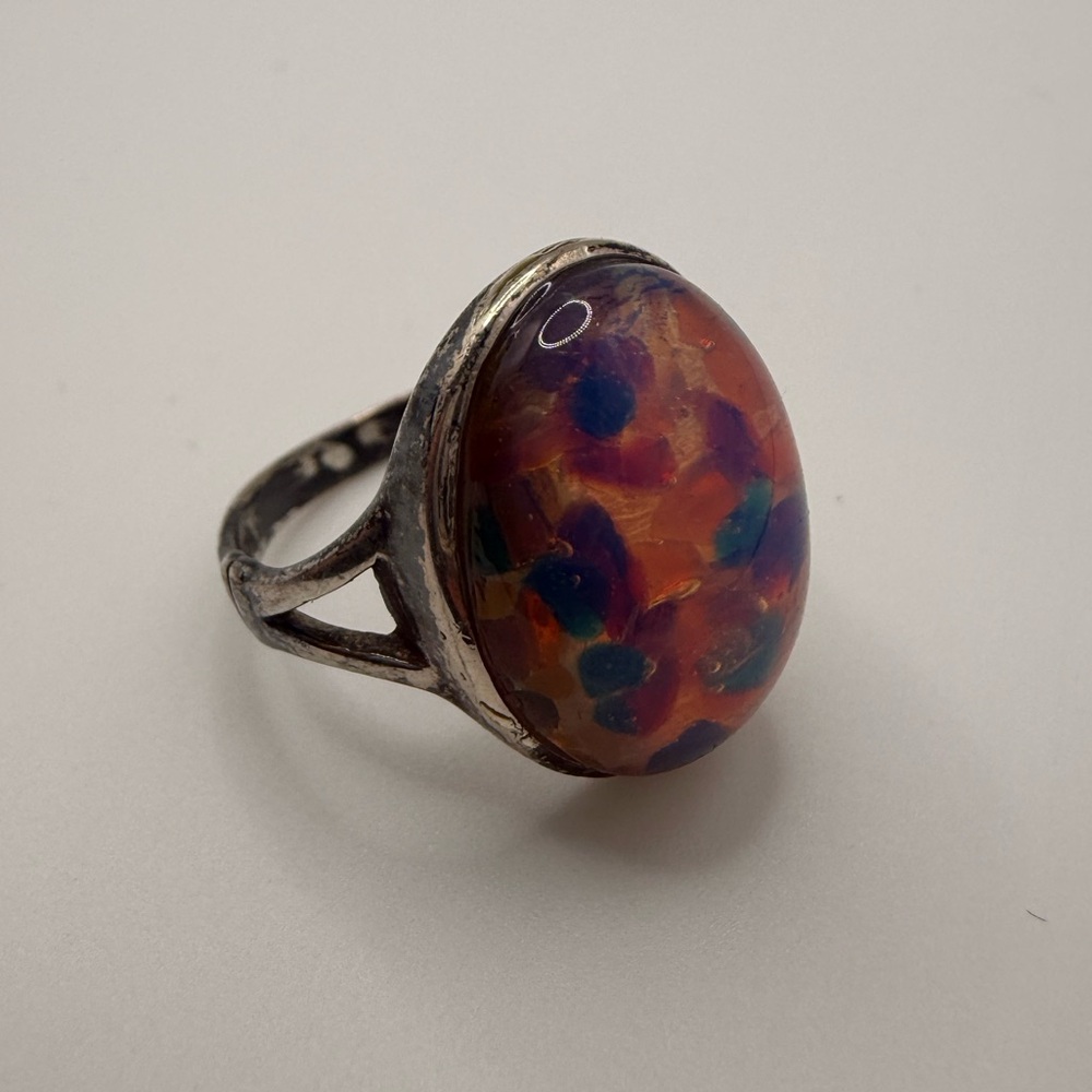 925 Sterling Silver Multicolor Stone Ring